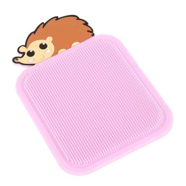 Imagem de Dioche Tapete Sensorial de Silicone Dupla Face Desenho Animado Ouriço Macio Brinquedo de Almofada Sensorial para Crianças Aprendizagem Tátil e Exercícios de Coordenação Olho-mão (Roxa)