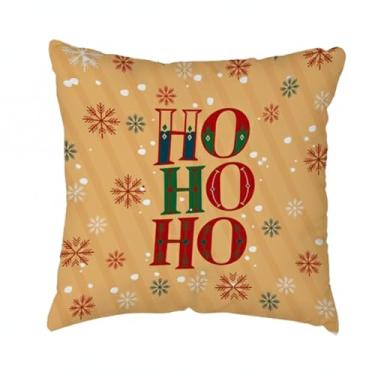 Imagem de Almofada Quadrada Natal Mágico Ho Ho Ho, Microfibra com Enchimento de Fibra Silicona, 30x30 cm, Tema Natalino