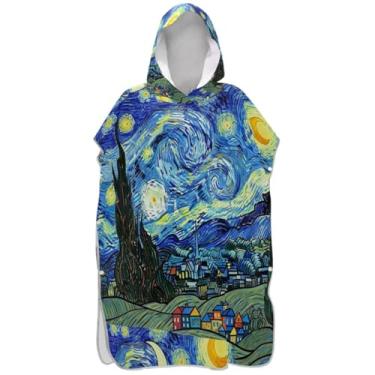 Imagem de Joisal Poncho de surfe para adulto trocador de roupa de praia com capuz toalha absorvente de natação céu noturno ponchos adultos para mulheres