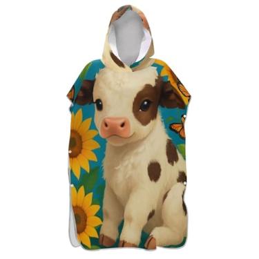 Imagem de Lindo roupão de vaca brilhante e vívido surfe para adultos toalha de banho com capuz bonito ponchos de praia para homens