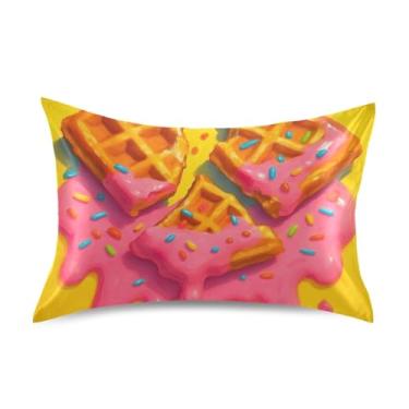 Imagem de Fronhas padrão Queen King coloridas pão rosa cetim cool fronhas personalizadas refrescantes cama macia travesseiro fronha king size 101.6 cm x 50.8 cm