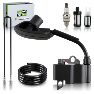Imagem de partszen Bobina de ignição 4282-400-1310 com filtro de mangueira de combustível para vela de ignição adequada para soprador de mochila a gás Stihl BR500 BR550 BR600 BR700