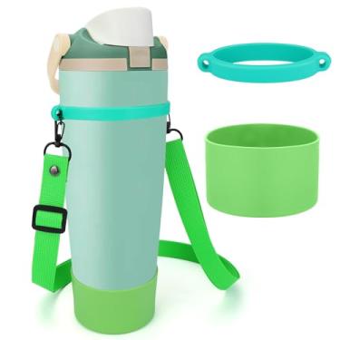 Imagem de Mity rain Suporte de garrafa de água com alça para Owala Freesip 24 30 32 acessórios de 1,134 g, bolsa tiracolo com bota de garrafa de água para homens mulheres caminhadas, acampamento, viagem (verde)