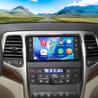Imagem de Receptor de áudio automotivo Android 13 de 7 polegadas para Jeep Wrangler JK 2007-2017 HD com tela sensível ao toque Double Din com carplay sem fio e Android Auto GPS Navi Bluetooth WiFi, SWC