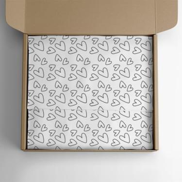 Imagem de Papel de Presente，Papel Seda，50 Folhas，Feito de Material Fibroso，Motivo do CoraçãO，Adequado para Presentes Festivos, LembrançAs e Embalagens de Roupas(Preto,35x50cm)