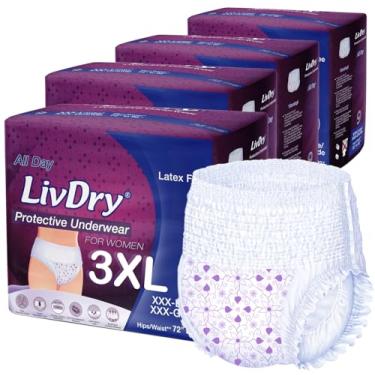 Imagem de Fraldas Livdry para adultos para mulheres, roupa íntima premium para incontinência, confortáveis e absorventes para proteção o dia todo ou durante a noite (capa, 3GG)