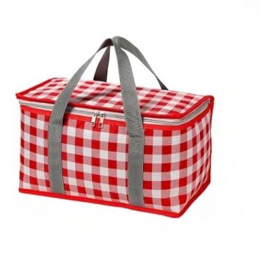 Imagem de BOLSA TERMICA PORTATIL 12L Lâmina de Alumínio Reforçada CESTA DOBRAVEL COOLER SACO PIQUINIQUE ECOLOGICA CAMPING(Vermelho)