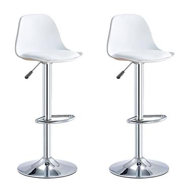 Imagem de Bancos de bar, Bancos de Bar Giratórios, Banquinho de Bar Ajustável, Banco de Bar Alto, Cadeira de Jantar de Ilha Alta de Cozinha com Encosto, Banco de Bar de Café da Manhã de Cozinha com Apoio para