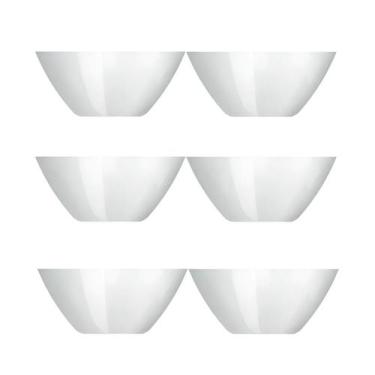 Imagem de Kit 6 Saladeira Bowl Tigela Opaline 840ml Vidro Branca Nadir - Nadir F