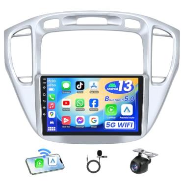 Imagem de Rádio estéreo 4 núcleos + ROM de 32 G para Toyota Highlander 2001-2007: Carplay sem fio Android Auto para rádio Highlander com tela sensível ao toque IPS de 1280 x 800 9 polegadas, câmera de backup