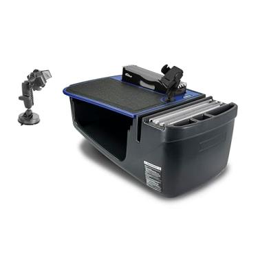 Imagem de AutoExec Mesa de carro Efficiency FileMaster para sua estação de trabalho de veículo e escritório móvel, azul, com suporte para telefone e sucção para telefone