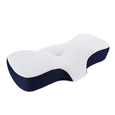 Imagem de Travesseiro de Espuma Memória com Capa Seda Lavável Ortopédico Ergonômico Cervical para Alivio Dor no Pescoço e Ombro Dormidores Lado Barriga