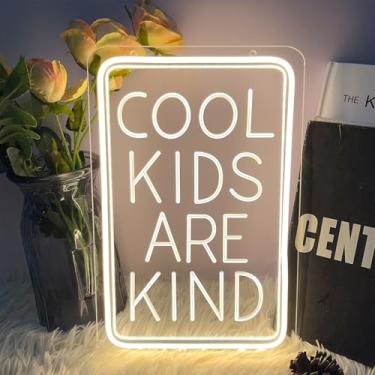 Imagem de Cool Kids Are Kind Placa neon para decoração de parede 3D arte esculpida design interior quarto led neon fundo flexível festa de Natal janela negócios casamento sala de estar presente de aniversário