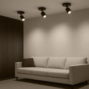 Imagem de Spot Sobrepor Direcionavel Preto + Lampada Led 4000K Dicroica Mr16