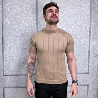 Imagem de Camiseta Modal Masculina Tricot Texturizado Canelada Social Original -