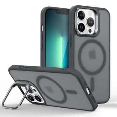 Imagem de Capinha Capa Case tecnológica Premium Para iPhone 13 Pro Max de 6,7 Polegadas - Anti impacto e proteção para câmeras com suporte retrátil e acabamento Micro-Mate Fosco (PRETO MICRO-MATE)