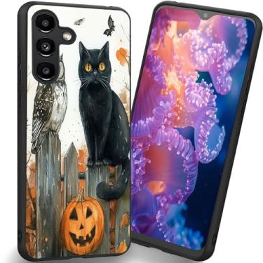 Imagem de RUUHLJLET Projetada para Samsung Galaxy S25 FE de 6,7 polegadas, a capa fosca macia oferece proteção total (coruja gato preto de Halloween)