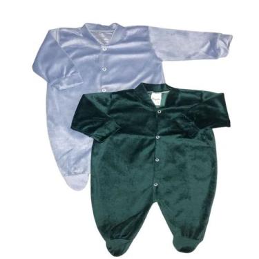 Imagem de Kit Macacão de Bebe Plush Com Manga Suedine 2 peças Menina e Menino - 