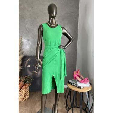 Imagem de Vestido Canelado Denver Feminino Lamour, P, Verde limão