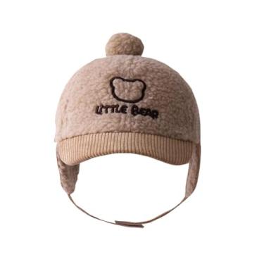 Imagem de RYZGOJV Chapéu de inverno quente para crianças, chapéu de inverno infantil para crianças, boné unissex com protetor de ouvido para crianças pequenas - bege