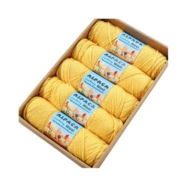 Imagem de Fio De Lã De Alpaca Grosso 500g 5 Meadas Para Tricô De Suéteres, Casac