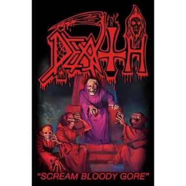 Imagem de DEATH Pôster oficial da bandeira têxtil Death Scream Bloody Gore - Vermelho - 69,8 cm x 106,7 cm - Festival de Música, Concerto - Dia da Independência