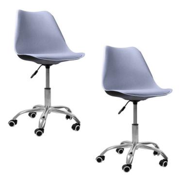 Imagem de Kit 2 Cadeiras Office com Rodízio Giratória Saarinen Cinza