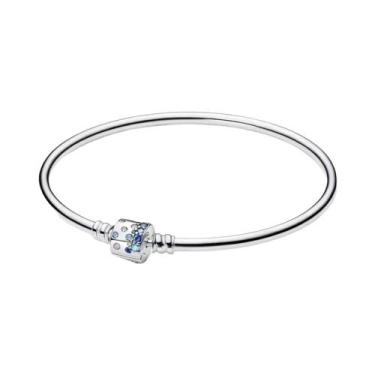 Imagem de Pulseira De Couro Feminina Em Prata Esterlina 925 Com Pingente De Estr