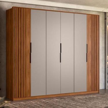 Imagem de Guarda Roupa Casal Ripado Atrice Ambiente 6 Portas Nogueira Nude Prime