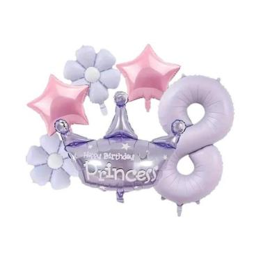Imagem de Coroa De Princesa Roxa 40in Balão Digital De Folha Matte Daisy Para De