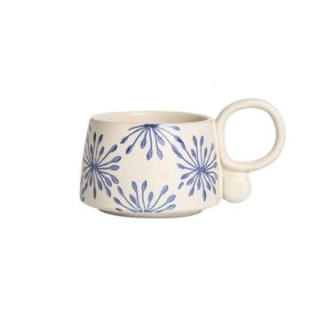 Imagem de Xícaras de café Caneca de cerâmica pintada com esmalte inferior, xícara café, flor, planta, latte, da manhã, aveia, alça
