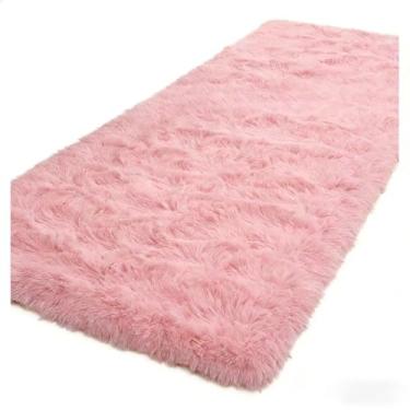 Imagem de Tapete Passadeira 1.00m x 0.60m Antiderrapante - Felpudo Peludo, Ideal para Corredores, Quartos e Salas, Adiciona Conforto e Decoração Residencial (Rosa bebê)