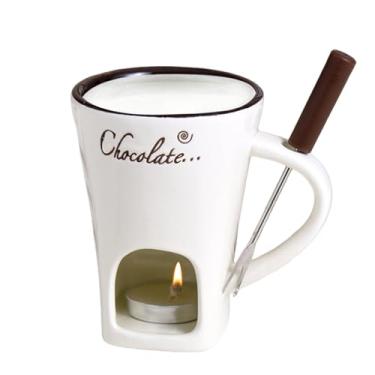 Imagem de Copo de derretimento de panela quente de chocolate, copo de derretimento de caneca de fondue de chocolate | Caneca de cerâmica para fondue de chocolate com copo de derretimento | Aquecedor de manteiga