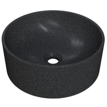 Imagem de Cuba De Apoio Redonda Para Banheiro Lavabo C01 Bl34w Preto Granit Matt