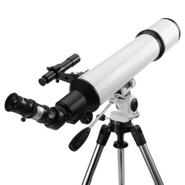 Imagem de Telescópio, Galaeyes abertura de 90 mm 600 mm FL, telescópio para adultos de alta potência, metal AZ e tripé de aço inoxidável, aplicativo de observação de estrelas e adaptador de telefone, abertura