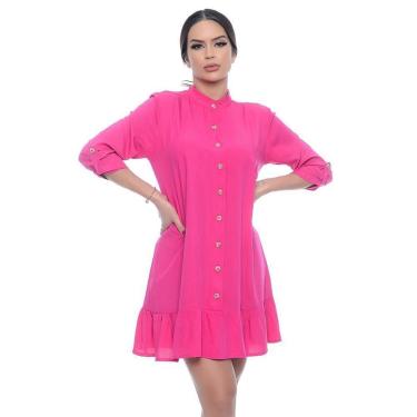 Imagem de Vestido Chemise Botões Manga Longa B’Bonnie Rebeca Pink-Feminino