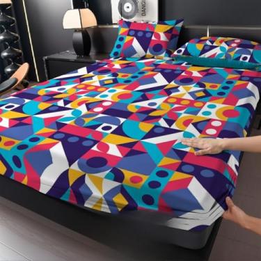 Imagem de Jogo de Lençol Listras Preto e Branco 3 Peças Percal Estampado Solteiro/Casal/Queen(Quadros,SOLTEIRO 02 Peças)