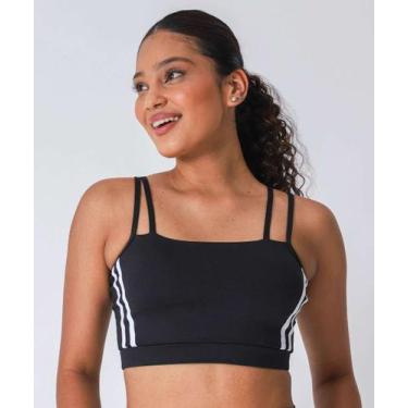 Imagem de Top Fitness Alças Duplas Listras Marisa Preto-13041, Preto, G