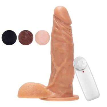 Imagem de Prótese Maciça Vibratória Com Escroto E Ventosa 18,5 X 4,7Cm Brinquedo Erótico Consolador VVN20 (PRETO)