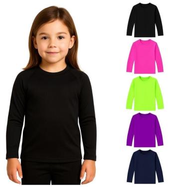 Imagem de Kit 5 Camisetas Manga Longa Infantil Menina Proteção Solar-Feminino