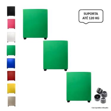Imagem de Kit 3 Pufs Puff Banqueta Quadrado Decorativo Casa - Mercadão dos Puffs