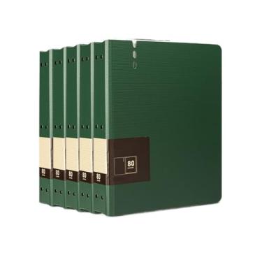 Imagem de Organizador de arquivos, 5 peças, 80 páginas, pasta de arquivo A4 com inserções transparentes, armazenamento de arquivos de dados espessos, material de escritório, material de escritório (verde)