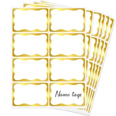 Imagem de 400 adesivos de etiqueta de nome de folha dourada, 8,9 cm x 5,7 cm, etiquetas de nome adesivas, perfeitas para reuniões de classe, reuniões e reuniões de família (ouro).