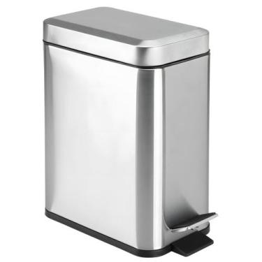 Imagem de Lixeira Premium Aço Inox Lixo Cesta Balde Retangular C/ Pedal 5L - Gol