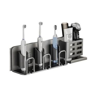 Imagem de Suporte De Parede Em Alumínio Para Escova De Dentes Elétrica E Navalha