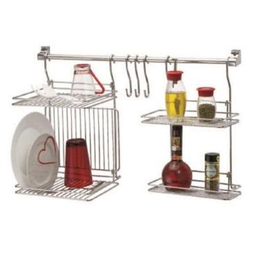 Imagem de Escorredor de Louça Suspenso Organizador Cozinha de Parede com Pratele