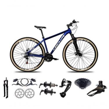 Imagem de Bicicleta Aro 29 Absolute Nero 5 Freio Hidráulico K7 27v Garfo Com Trava Pneu Com Faixa - Azul Tam.17