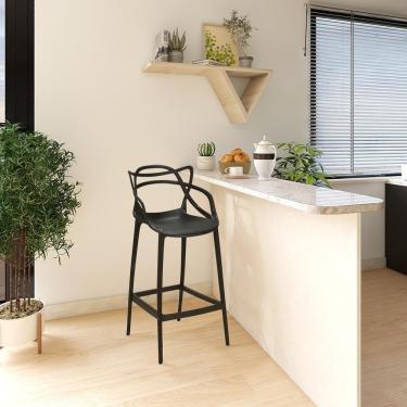 Imagem de Kit 12 Banquetas Allegra Com Encosto Design Cozinha/bancada - Preto