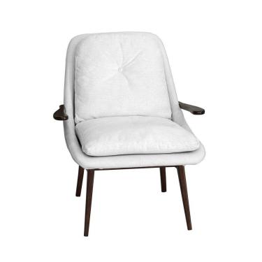 Imagem de Poltrona Decorativa Cintia Com Pés Madeira Linho Palha