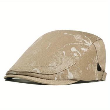 Imagem de Boina C Estampada Tie Dye, Cor Sólida, Unissex, Estilo Vintage Bege